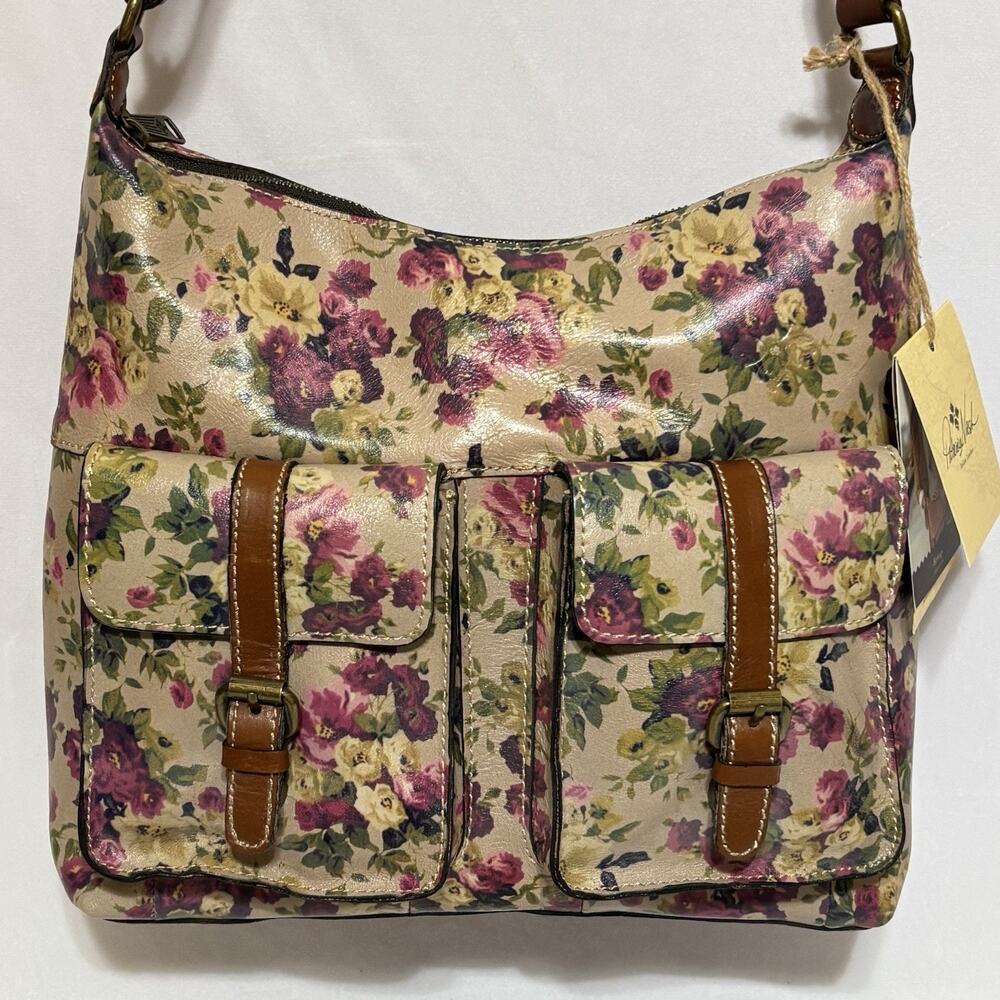 Patricia Nash Leuven Crossbody Leather Antique Rose Large Boho Bag Purse